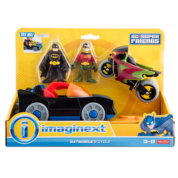 Imaginext Batmobile Cycle Batman Robin Playset 2014