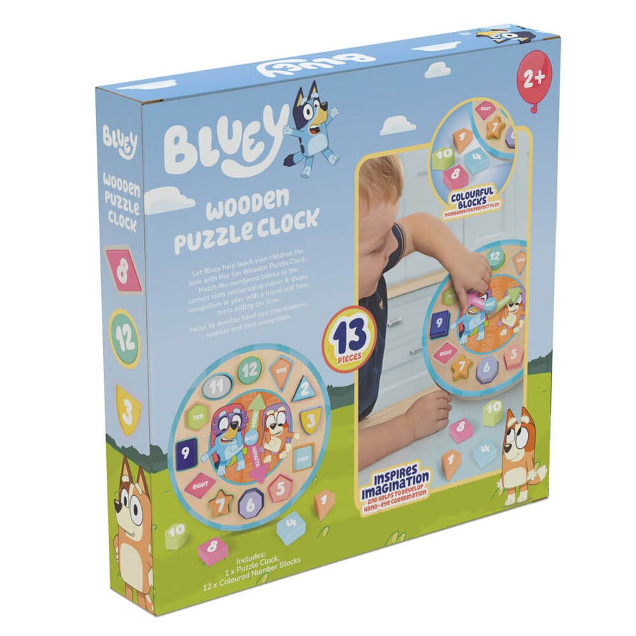 Bluey Wooden Puzzle Clock 2 years +