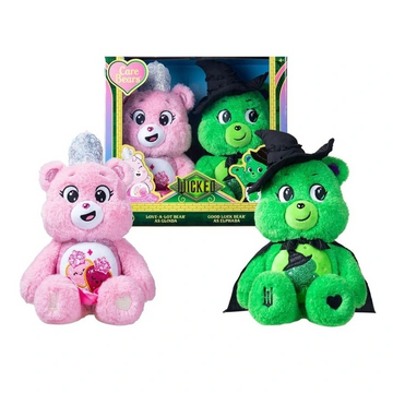 Care Bears x Wicked - Love-a-Lot Bear as Glida & Good Luck Bear as Elphaba Medium Plush 2-pack