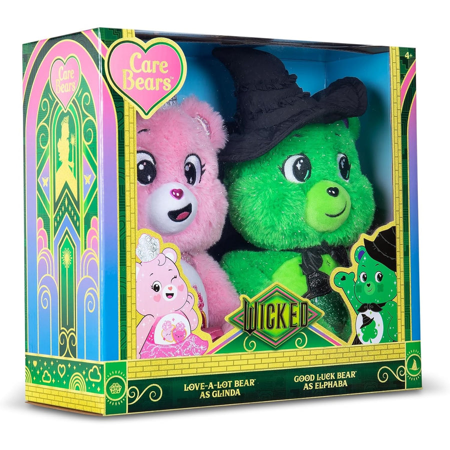 Care Bears x Wicked - Love-a-Lot Bear as Glida & Good Luck Bear as Elphaba Medium Plush 2-pack