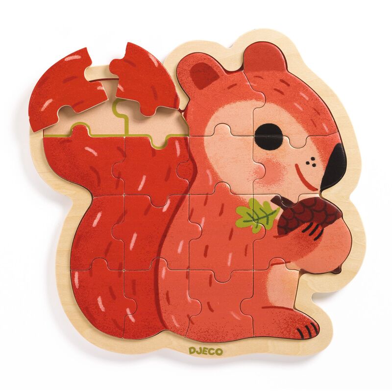 Djeco - Squirrel Wooden Puzzle 16pcs 3+