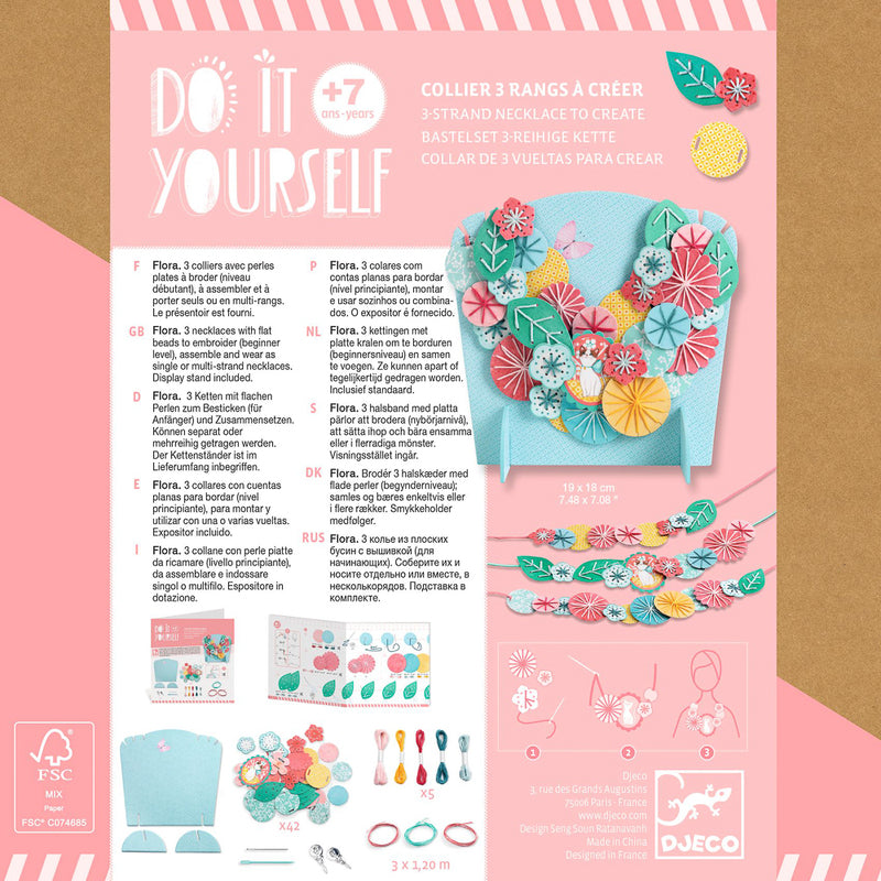 Djeco - Do It Yourself Flora Necklaces & Stand Craft Kit 7+