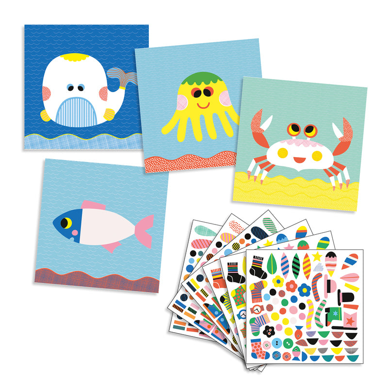 Djeco - Sea Creatures Stickers Art Kit
