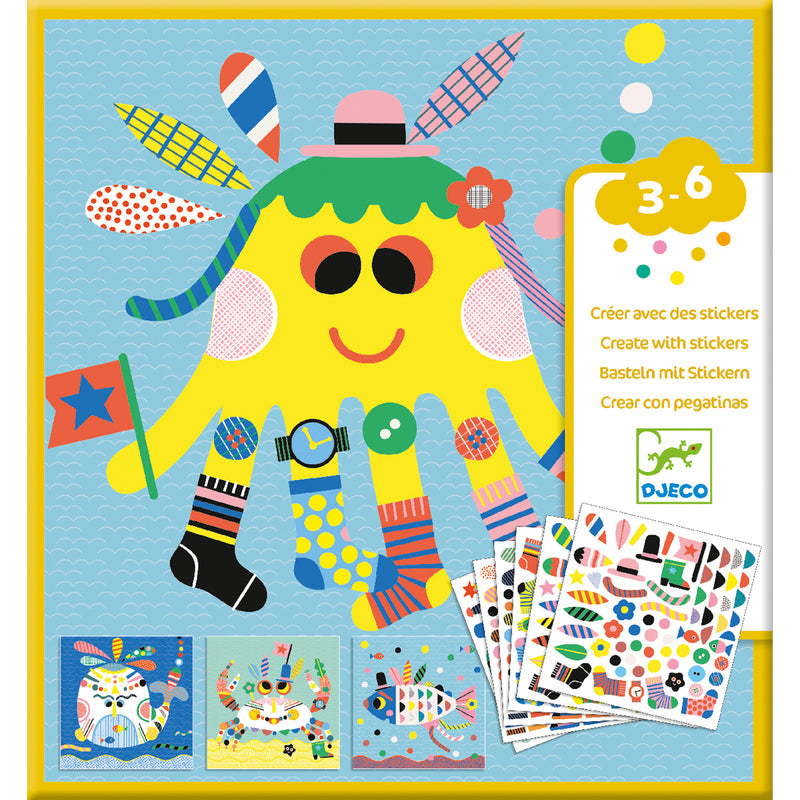 Djeco - Sea Creatures Stickers Art Kit