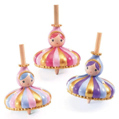 Djeco - Wooden Spinning Top - Princesses