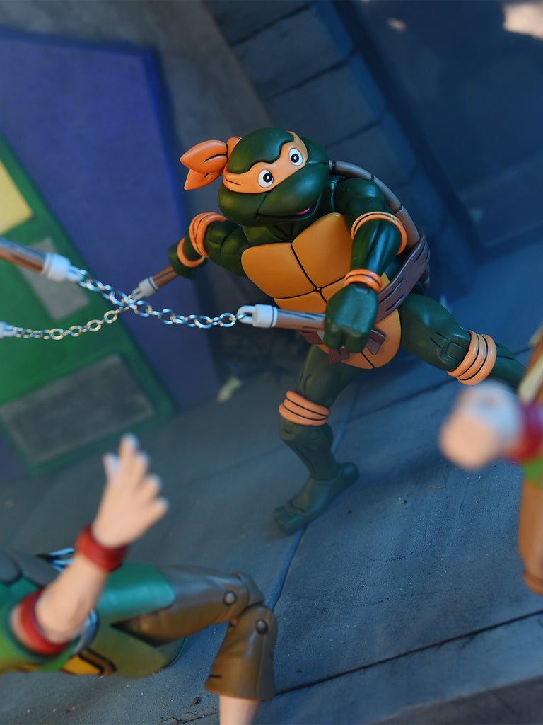 TMNT - ULTIMATE Cartoon MICHELANGELO (Pizza Club VHS) 7″ SCALE ACTION FIGURE