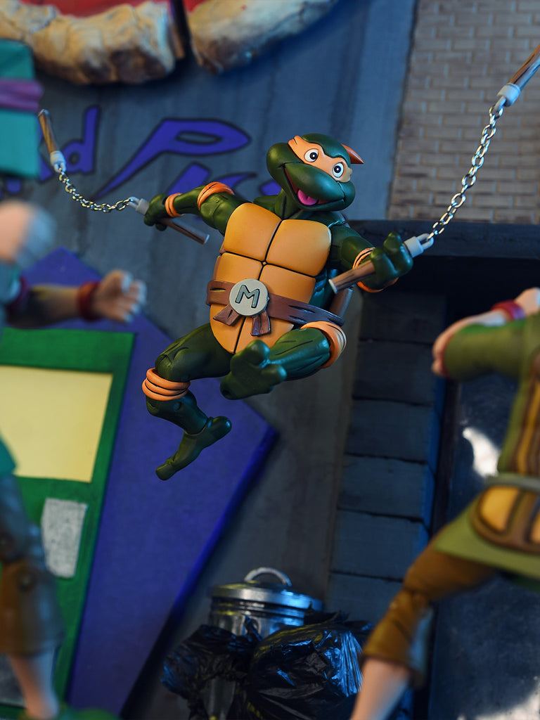 TMNT - ULTIMATE Cartoon MICHELANGELO (Pizza Club VHS) 7″ SCALE ACTION FIGURE