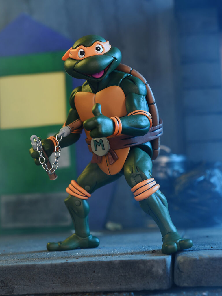 TMNT - ULTIMATE Cartoon MICHELANGELO (Pizza Club VHS) 7″ SCALE ACTION FIGURE