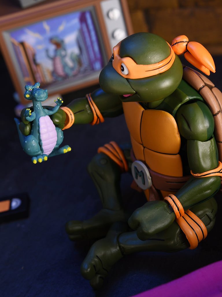 TMNT - ULTIMATE Cartoon MICHELANGELO (Pizza Club VHS) 7″ SCALE ACTION FIGURE
