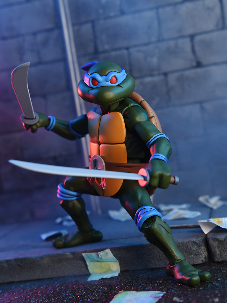 TMNT - ULTIMATE Cartoon LEONARDO (Pizza Club VHS) 7″ SCALE ACTION FIGURE
