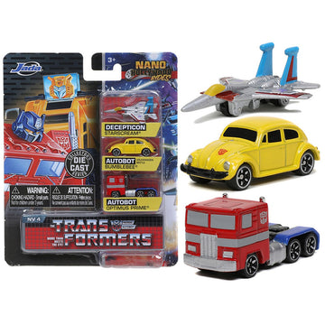 Jada Toys Nano Hollywood Rides - Transformers Starscream, Bumblebee & Optimus Prime