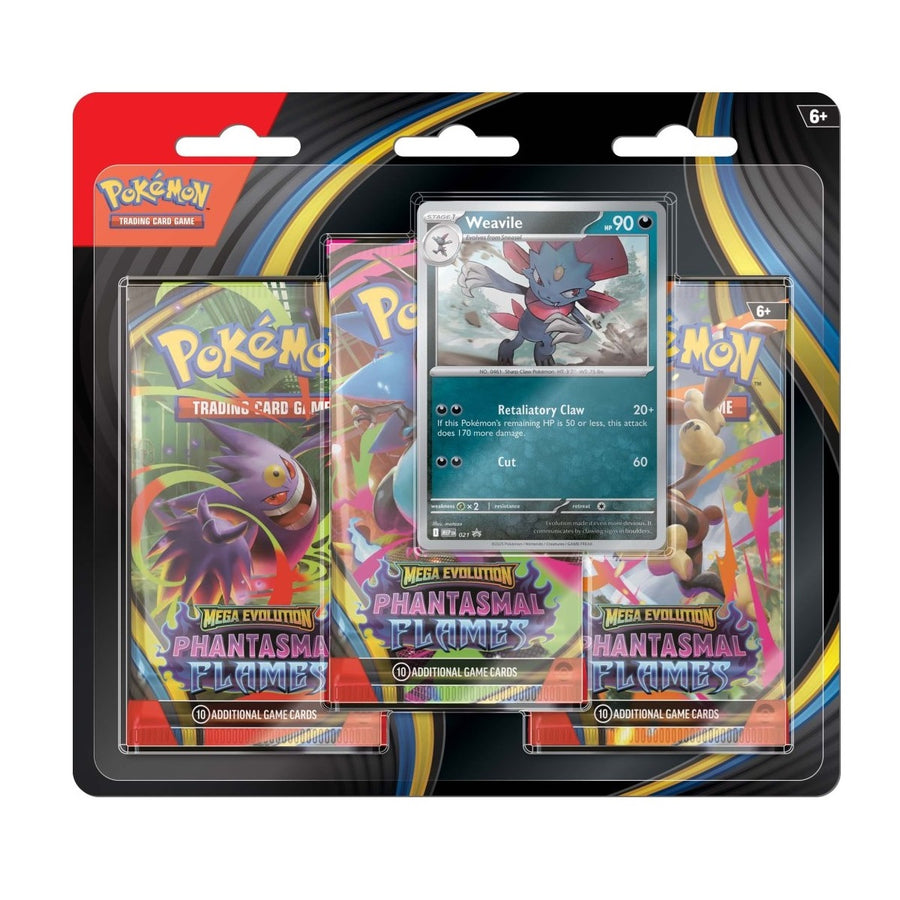 Pokémon TCG Mega Evolutions 2 Phantasmal Flames Blister 3-pack Sneasel or Weavile