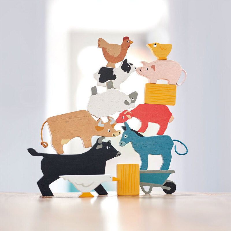 Tenderleaf Wooden Toys - Stacking Farmyard Animals with Bag