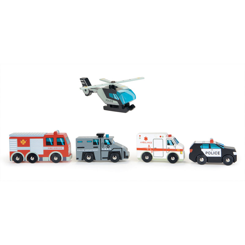Tender Leaf Toys - Wooden Emergency Vehicles (5-pack) for 3+