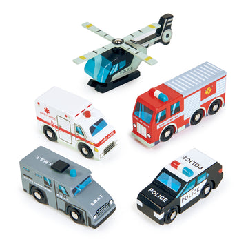 Tender Leaf Toys - Wooden Emergency Vehicles (5-pack) for 3+
