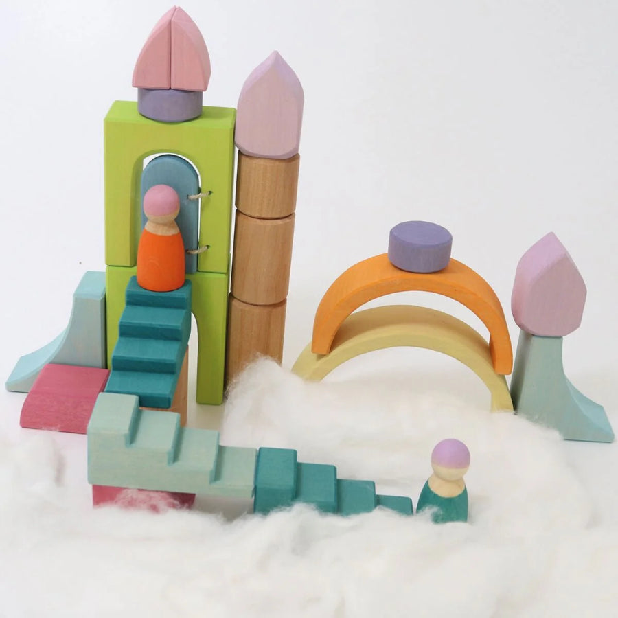 Grimm's Building World - Cloud Play on wooden tray