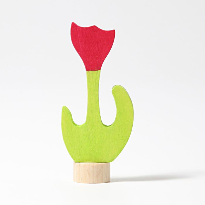 Grimm's Wooden Candle Holder Decoration - Red Tulip