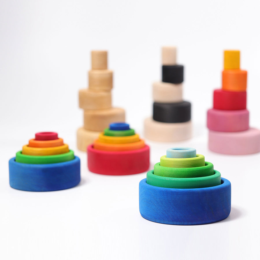 Grimm's Coloured Stacking Bowls - Ocean