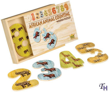 Wooden Counting Puzzles - African Animals