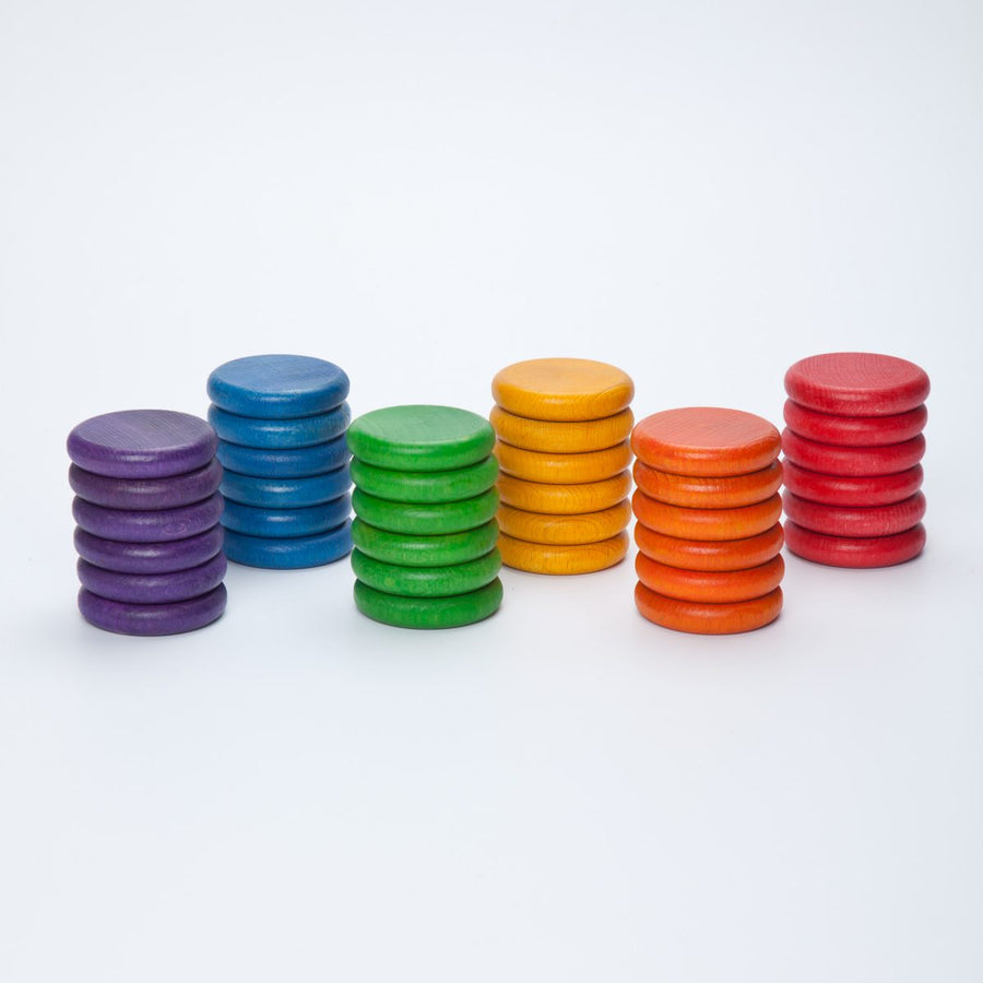 Grapat Coins 36 pieces (6 Colours) - Wooden Toys