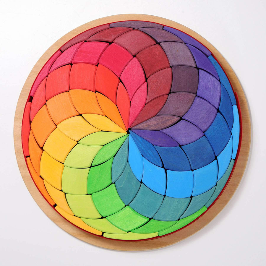 Grimm's Large Wooden Mandala Circle Coloured Spiral