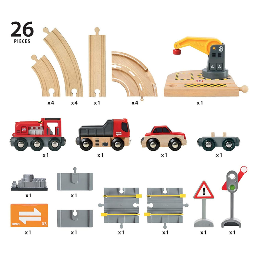 BRIO Rail & Road Crane Set 26 pieces