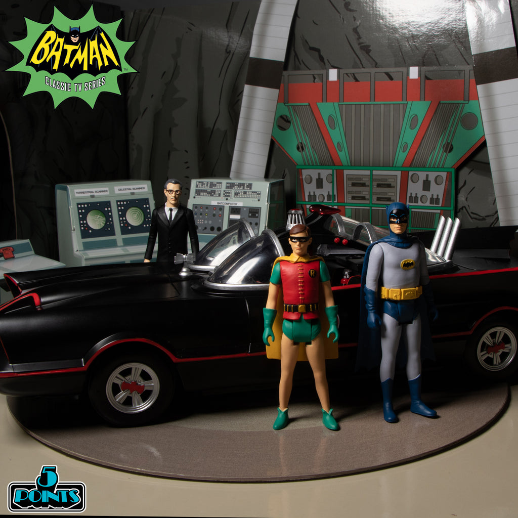 Mezco Batman (1966): Deluxe Boxed Set (7 figures, Batmobile & Batcave!)