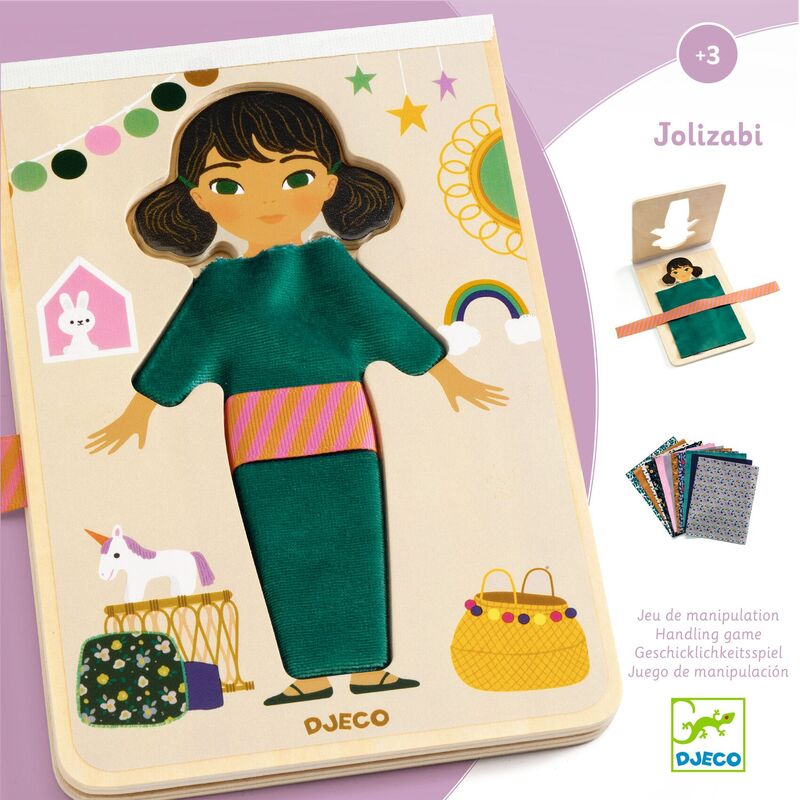 Djeco - Wooden Dressing Game - Fabric Dress Up Doll