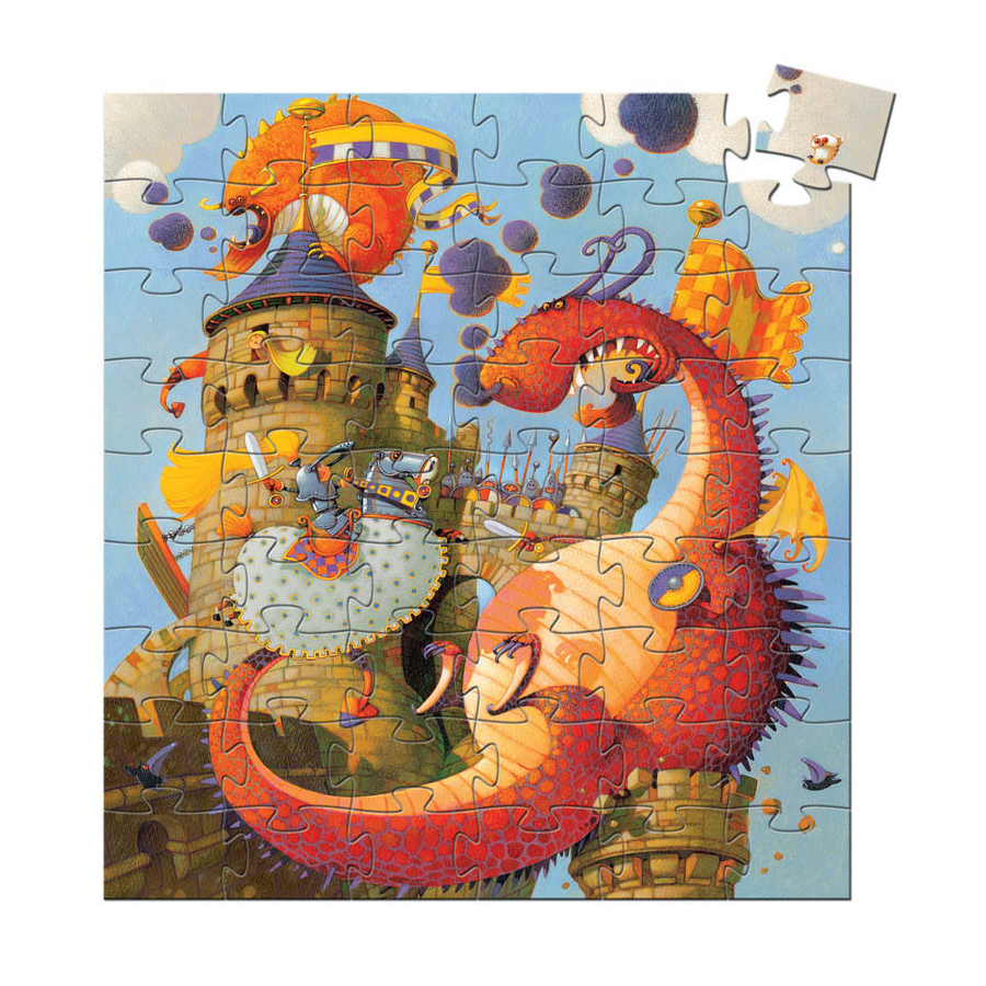 Djeco Silhouette Jigsaw Puzzle - Vaillant And The Dragon 54pc 5+