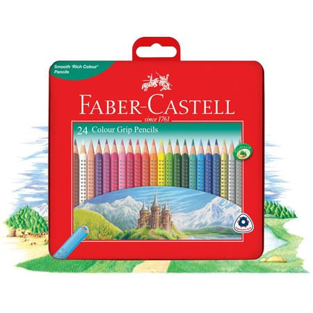 Faber-Castell 24 Colour Grip Pencils in tin box