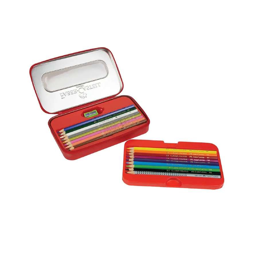 Faber-Castell 16 Colour Pencils and more in zip tin case