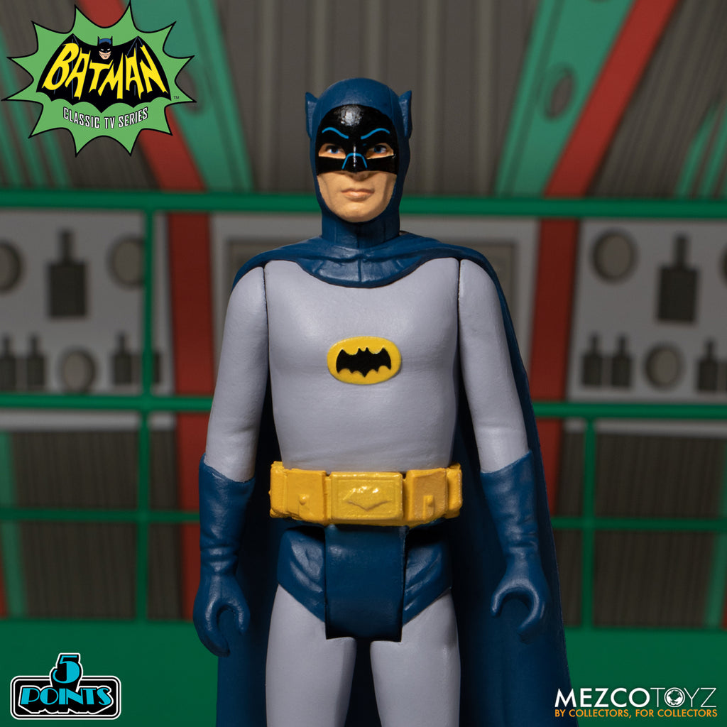 Mezco Batman (1966): Deluxe Boxed Set (7 figures, Batmobile & Batcave!)