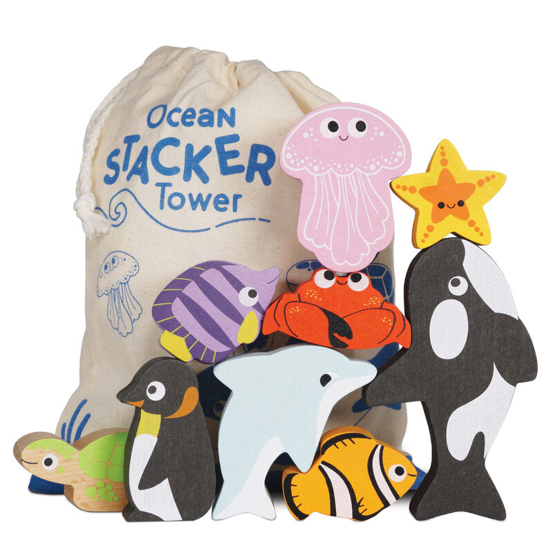 Le Toy Van - Petilou Ocean Stacking Animals & Bag