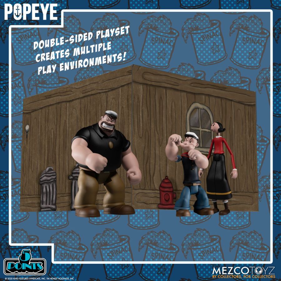 Mezco POPEYE 5-Points Deluxe Box Set (4 figures + playset)