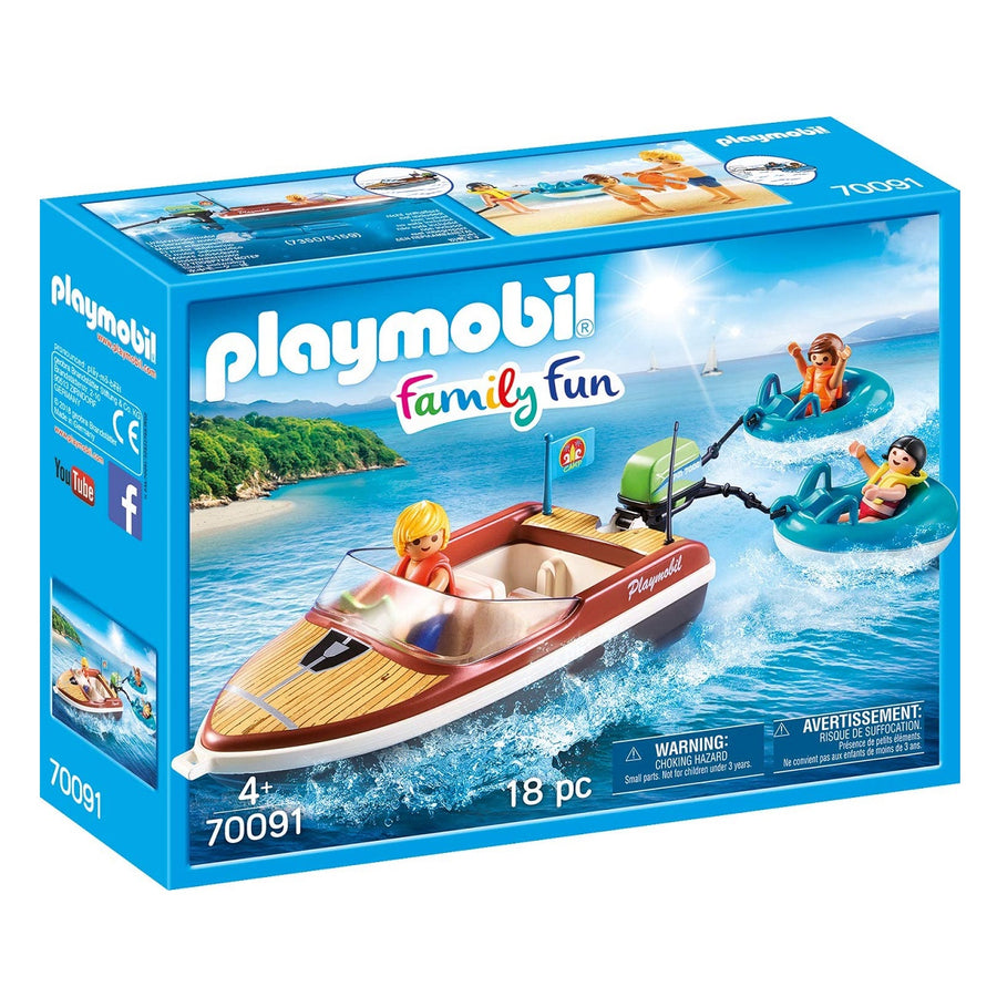 Playmobil - 70091 + 5159 Motorised Speedboat with 2 Tube Riders
