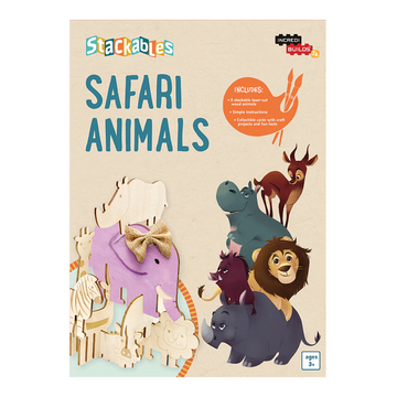 IncrediBuilds Jr. - Stackables Wooden Safari Animals Puzzle
