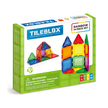 TILEBLOX by Magformers Rainbow 30 Set magnetic tiles with magnetic board