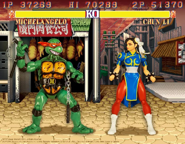 TMNT x Street Fighter - Michelangelo vs Chun Li 2-pack Action Figures