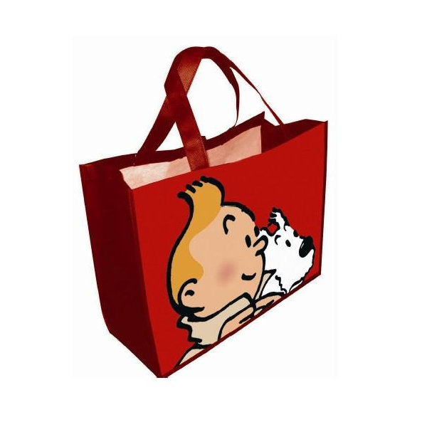 TINTIN and Snowy - Large Red Recycled Bag