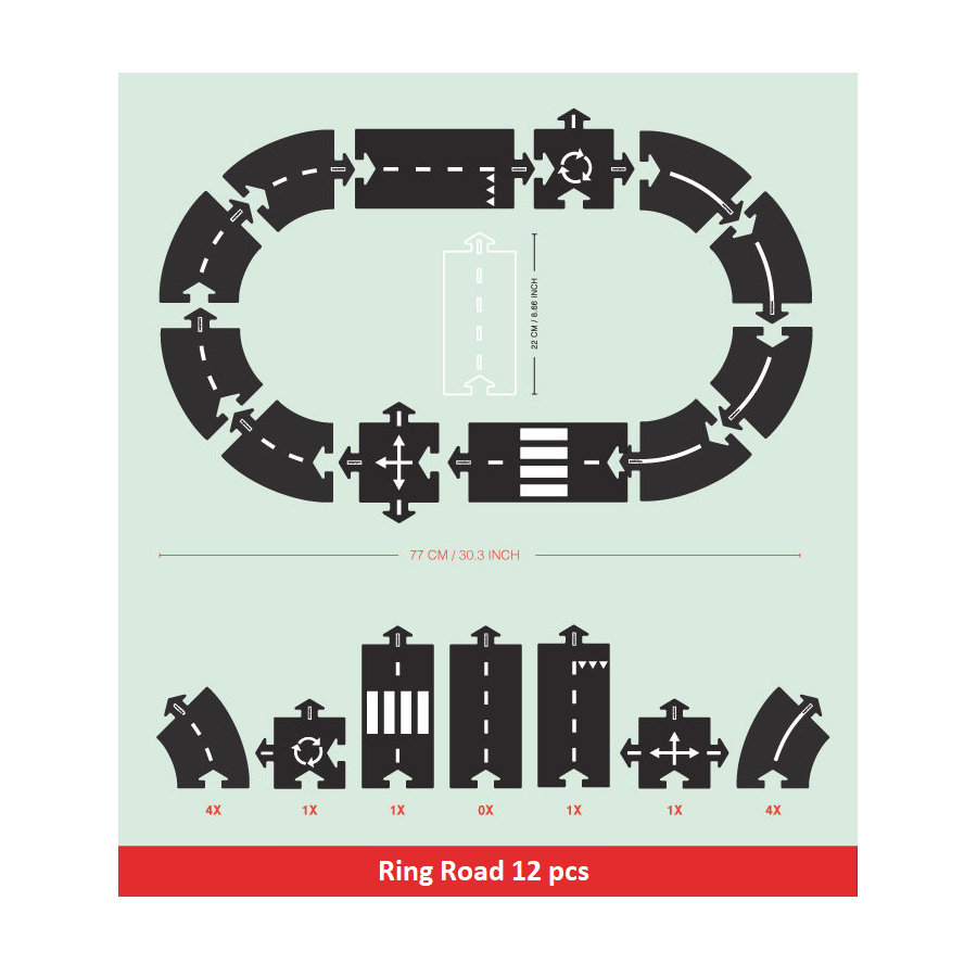 Waytoplay - 12pc Ring Road - Flexible Toy Road