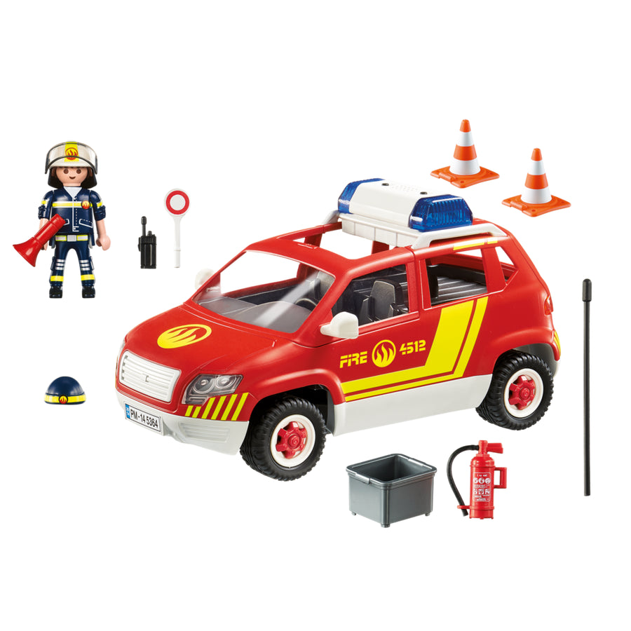 Playmobil - Fire Chief's Car with Lights and Sound Play Set